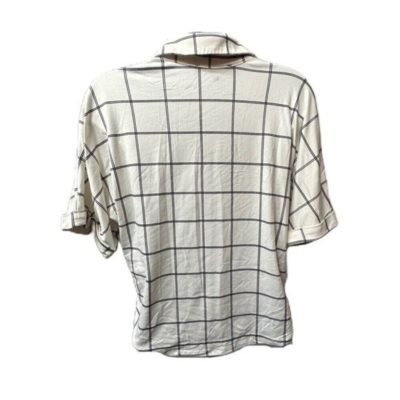 Sweet Rain Button Down Black&White Plaid Striped Size Medium Blouse Top - Picture 2 of 11